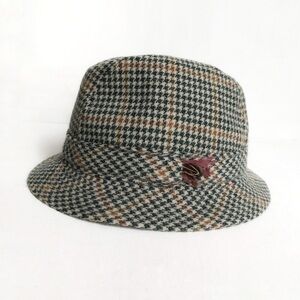 Vintage Brown and Green Houndstooth Bucket Hat